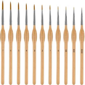 Miniature Paint Brushesh,11PCS Small& Mini Detail Thin Paint Brushes, Fine Detailing Painting for Oil, Acrylic, Watercolor and Gouach Great for Beginners and Professionals