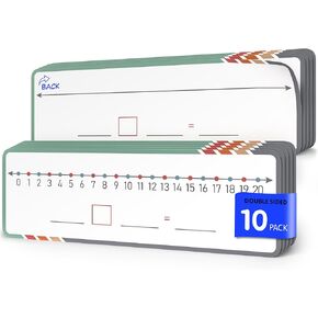 SCRIBBLEDO Dry Erase Number Line for Students 4"x12" Small White Board Dry Erase Sheets Math Manipulatives Number Lines for Classroom Supplies Teacher Pack 10 Sheets