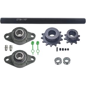 Jackshaft Sprockets with UCFL204 Pillow Block Bearings Go Kart Minibike Complete Jackshaft Kit 3/4" X 10" 40/41/420 Chain