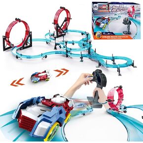 Slot Car Race Track Sets Electric Remote Control Car Track Racing Game Rechargable Magnetic Cars Racing with Hand Controllers Circular Overpass Track Gifts Birthday Toys for Boys Kids Age 6 7 8-12