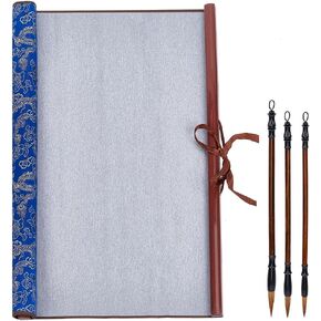 PH PandaHall 4pcs No Ink Chinese Calligraphy Practice Set Reusable Water Writing Cloth Scrolls Chinese Traditional Calligraphy Writing Brushes Pens for Beginners Professional Practice, 17x27.5inch
