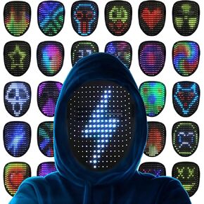 busutu LED Kids Mask-With Face Transforming, Gesture Sensing Light Up Face Mask for Halloween Costume Cosplay Christmas Party Gift