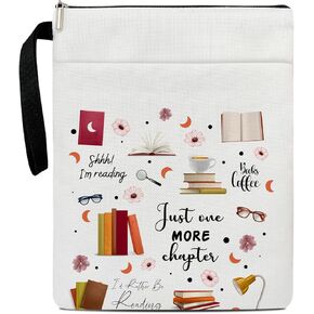Book Lover Gifts for Christmas Halloween, Book Sleeve with Zipper Just One More Chapter Bookish Gifts, Book Accessories Kindle Sleeve Book Carrying Case Book Club Gifts for Readers Librarian -08