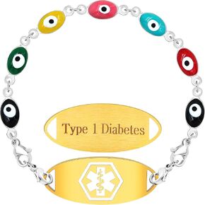 Uloveido Personalized Emergency Medical Alert Bracelet | Evil Eye Protection Bracelets Lucky Friendship Bracelets for Women