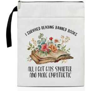 Floral Books Book Cover, Book Sleeve with Zipper, Flower Floral Book Pouch Kindle Protector Sleeve, Book Sleeve for Book Lovers Gifts for Women Daughter Sister Librarian Bookworm Bookish -07