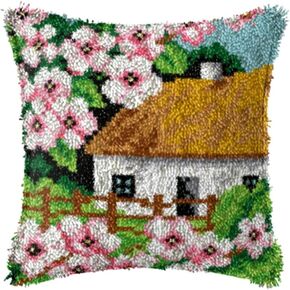 LAPATAIN Latch Hook Kits for DIY Throw Pillow Cover,Pine Tree Needlework Cushion Cover Hand Craft Crochet 17x17inch