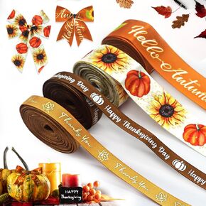 6 Rolls Halloween Grosgrain Ribbons for Wrapping Gifts, Happy Halloween Orange Ribbons for Decoration DIY Party, 0.4"/0.9" X 5 Yards Pumpkin Ghost Black Ribbon for Gift Wrapping Fall Crafts Supplies