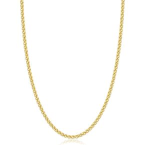 Jewlpire Italian Silver Wheat Chain/14k Gold Chain Necklace for Men, 2.5mm 3mm Chains for Men, Stainless Steel Necklace Chains for Men and Women, Mens Chain Necklace 16 18 20 22 24 26 Inch