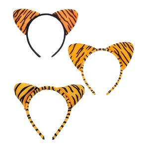 3 Pack Tiger Ears Headband,Cat Ear Headpiece, Cute Headwear for Halloween Christmas Party Favor Birthday Gift