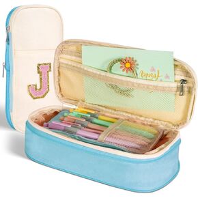 Pencil Case,Personalized Pencil Pouch Cute Aesthetic College School Supplies,Large Storage High Capacity Pen Bag Holder Box Organizer Special Cases Gifts for Girls Teens - Beige+Pink,M