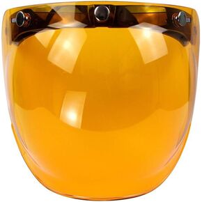 Gigicloud Flip Up Down Shield Visor Lens, Retro 3-Snap Sunscreen Sun Shield Visor Bubble Mirro for Motorcycle Face Helmets,Amber