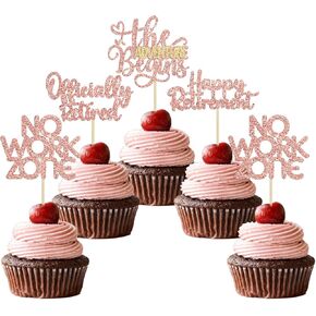 24Pcs Happy Retirement Cupcake Toppers Officially Retired Cake Toppers No Work Zone Adventure Begins Cupcake Picks Retirement Theme Farewell Birthday Party Decorations Supplies Dark Blue