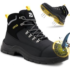 Work Boots for Men High Top Steel Toe Safety Boots Lightweight Comfortable Steel Toe Shoes Construction Work Shoes Indestructible Botas de Trabajo para Hombre