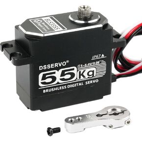 55kg Brushless Servo High Speed RC Digital Servo Waterproof IP67 Full Metal High Torque Servo for 1/8 1/10 RC Car Crawler (BLS3355) 180°