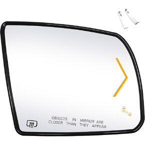 Passenger Side Replacement Mirror Glass - compatible with Toyota Vehicles - 2012-2022 Sequoia, 2014-2021 Tundra - Heated with Blind Spot Detection and Turn Single, w/o Auto Dimming, 87903-0C130