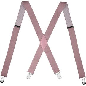 Mens Suspenders X Back Adjustable 1.4'' Wide with Heavy Duty Clips