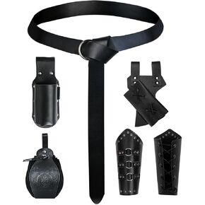 Medieval Knight Mens Leather Belt Shoulder Renaissance Viking Armor Faux Leather Arm Retro Accessories