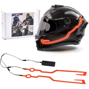 Motorcycle Helmet Light Bar, Cold Light Motorcycle Helmet Waterproof LED Sticker Kit Light Strip for Motorcycle Helmet DIY Night Signal Light(Red)