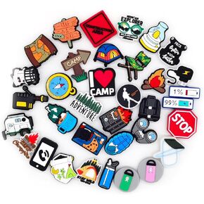 Gothic Shoe Charms for Adult, 45Pcs Black Goth Shoe Decoration Charms for Clog Sandals, DIY Horro Emo Shoe Charms Accessories for Halloween Party Favor