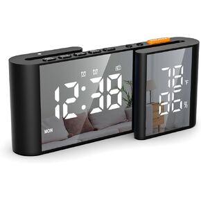 Alarm Clock for Heavy Sleepers Adults, Digital Alarm Clock Radio for Bedroom, with Modern Dual LED Display, Calendar, Weekday/Weekend Mode, Dimmable Electric Bedside Alarm Clock for Kids, Teens