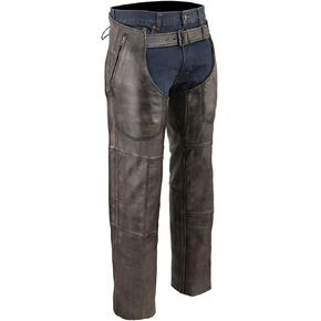 Milwaukee Leather Chaps for Men's Distressed Brown Leather Snap Out Thermal Lined 4-Pockets Motorcycle Chap MLM5500 - XXX-Large