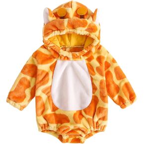 Infant Boy Girl Halloween Animal Costume Newborn Baby Flannel Hooded Rompers Fall Winter Long Sleeve Fleece Bodysuit in Kuwait