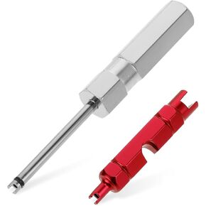 2Pcs Valve Stem Removal Tool Set, Presta & Schrader Valve Core Removal Tool, No Scratch Tire Valve Stem Puller Tool Bike Valve Core Repair Tool Stainless Steel Car Tire Repair Install Tool(Red)