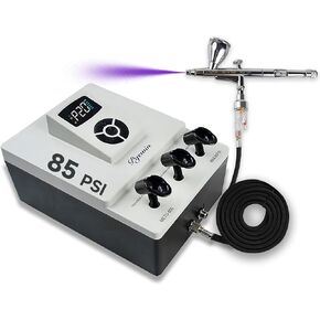 High-Pressure Airbrush Kit with Compressor, 50-85 PSI Dual-Action Airbrush Set, 20 Adjustable Gears, Low-Noise, Compact Design for Art, Makeup & More