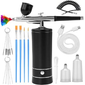 Aepto Airbrush for Nails Cordless Portable Airbrush Kit with Compressor 2 Levels 36 Psi High Pressure Rechargeable Air Brush Machine with 0.3mm Nozzle for Nail Art, Makeup, Painting, Cake Decor