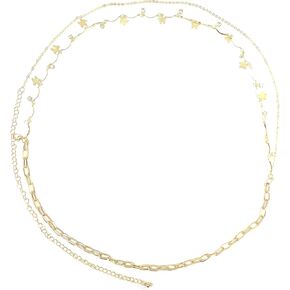 2 Pcs Womens Body Waist Chain Layered 18K Gold Silver Belly Chains Jewelry Butterfly Pearl Cross Diamond Adjustable