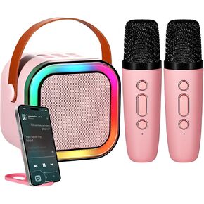 Risebass Mini Karaoke Machine for Kids Adults, Portable Bluetooth Speaker with 2 Wireless Microphones,Toys Birthday Gifts for Girls Ages 4, 5, 6, 7, 8,9,10,11,12+ Years Old Toddler Teens
