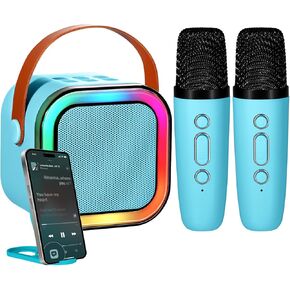 Risebass Mini Karaoke Machine for Kids Adults, Portable Bluetooth Speaker with 2 Wireless Microphones,Toys Birthday Gifts for Girls Ages 4, 5, 6, 7, 8,9,10,11,12+ Years Old Toddler Teens