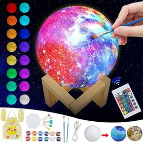 Minleway Paint Your Own Moon Lamp Kit,Christmas Gifts 16 Colors Rechargeable Night Light,Arts and Crafts for Kids Ages 8-12,Arts & Crafts Kit Art Supplies for Kids,Teens Boys Girls Birthday Gifts