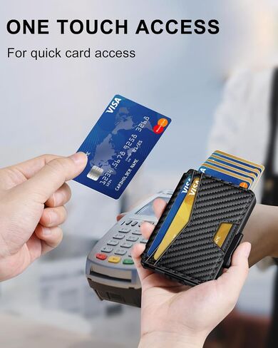 محفظة للرجال، محفظة نحيفة بسيطة تتسع لـ 9-12 بطاقة، محفظة رجالية تحجب RFID، محفظة بطاقات ذكية منبثقة مع مشبك للنقود ونافذة لبطاقة الهوية، محفظة مدمجة ثنائية الطي حامل بطاقات ائتمان من الألومنيوم المعدني in Saudi Arabia