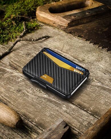 Wallet for Men, Minimalist Slim Wallet for 9-12 Cards, Mens Wallet RFID Blocking, Smart Pop Up Card Wallet with Money Clip & ID Window, Compact Bifold Wallet Metal Aluminum Credit Card Holder in Kuwait