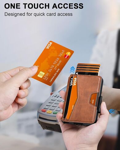 محفظة للرجال، محفظة نحيفة بسيطة تتسع لـ 9-12 بطاقة، محفظة رجالية تحجب RFID، محفظة بطاقات ذكية منبثقة مع مشبك للنقود ونافذة لبطاقة الهوية، محفظة مدمجة ثنائية الطي حامل بطاقات ائتمان من الألومنيوم المعدني in Saudi Arabia