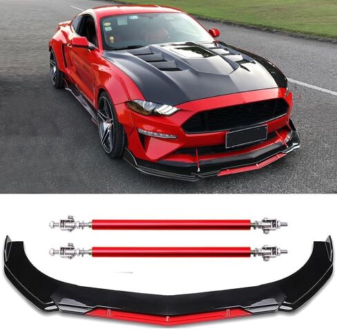 Universal Front Bumper Lip Chin Spoiler Splitter Diffuser Guard Wing Protector Trim Car Body Kit with Adjustable Support Splitter in Kuwait
