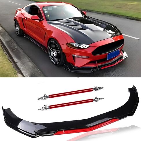 Universal Front Bumper Lip Chin Spoiler Splitter Diffuser Guard Wing Protector Trim Car Body Kit with Adjustable Support Splitter in Kuwait