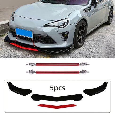 Universal Front Bumper Lip Chin Spoiler Splitter Diffuser Guard Wing Protector Trim Car Body Kit with Adjustable Support Splitter in Kuwait