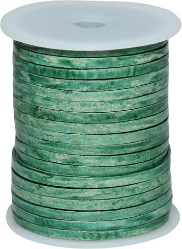 حبل مسطح لصنع القلائد والأساور والمجوهرات، حبل مضفر من جلد البقر الأصلي لأربطة الأحذية والحرف اليدوية (رمادي عتيق، 3 مم) in Kuwait