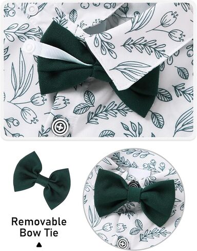 YALLET Boys Long Sleeve Shirts Button Down Print Dress Wedding Outfits Formal Casual Clothes with Bow Tie 5-10T in Saudi Arabia