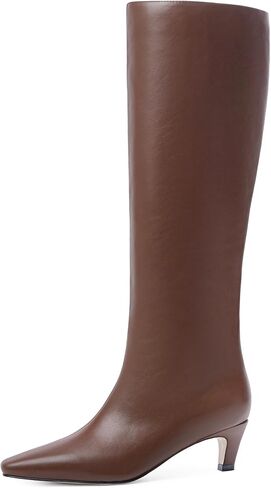 Modatope Knee High Boots Women Square Toe Kitten Heel Tall Boots | Womens Low Heel Fashion Heeled Fall Boots, Dressy Tall Long Boots For Women in Saudi Arabia