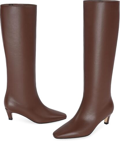 Modatope Knee High Boots Women Square Toe Kitten Heel Tall Boots | Womens Low Heel Fashion Heeled Fall Boots, Dressy Tall Long Boots For Women in Saudi Arabia