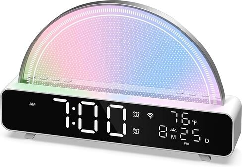 ساعة منبه رقمية من سبيونج، تحكم عن طريق التطبيق بفضاء لوني ار جي بي، ساعة منبه فاخرة بجانب السرير مع شاشة LED كبيرة، 13 صوت طبيعي، ساعة رقمية للاطفال وكبار السن والمنزل والمكتب in Kuwait