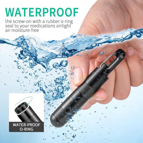 Micro Pill Holder Keychain Titanium Pill Case for Purse Small Pill Container Travel Black Pill Box Medicine Bottle Organizer for Vitamin Fish Oil Supplement in Kuwait