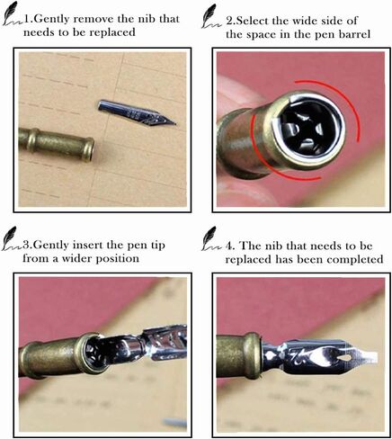 قلم الريشة KYLLOG، قلم الريشة ذو الجناح الميكانيكي، مجموعة أقلام الخط اليدوية المصنوعة يدويًا من الريشة، 5 سناب بديلة، قاعدة حامل القلم، قلم توقيع الريشة العتيق (أخضر) in Kuwait