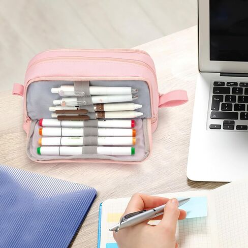 large capacity pencil case aesthetic pink pencil pouch school supplies for girls big pencils case for teen girls extra large special pen bag pencil bags with zipper pen cases for adults ,student(Pink) in Saudi Arabia