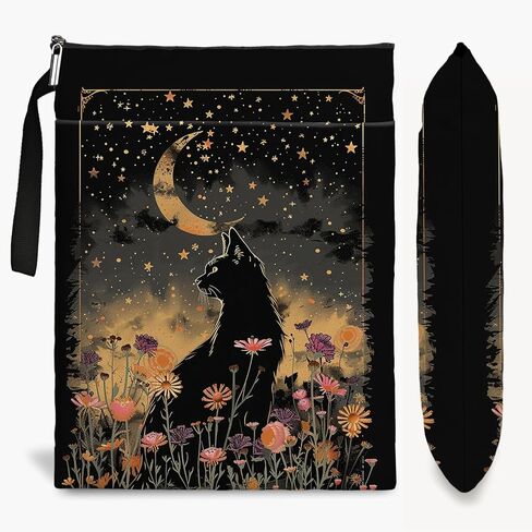 Cat Book Sleeve,Book Covers for Paperbacks,Book Sleeves with Zipper, Book Pouch Cat Lover Gifts,Cat Themed Gifts for Women Teacher Daughter Graduation Birthday Gifts (Black Cat 03, Large) in Saudi Arabia
