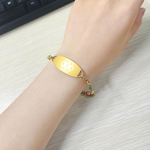 Uloveido Personalized Emergency Medical Alert Bracelet | Evil Eye Protection Bracelets Lucky Friendship Bracelets for Women in Kuwait