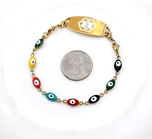 Uloveido Personalized Emergency Medical Alert Bracelet | Evil Eye Protection Bracelets Lucky Friendship Bracelets for Women in Kuwait